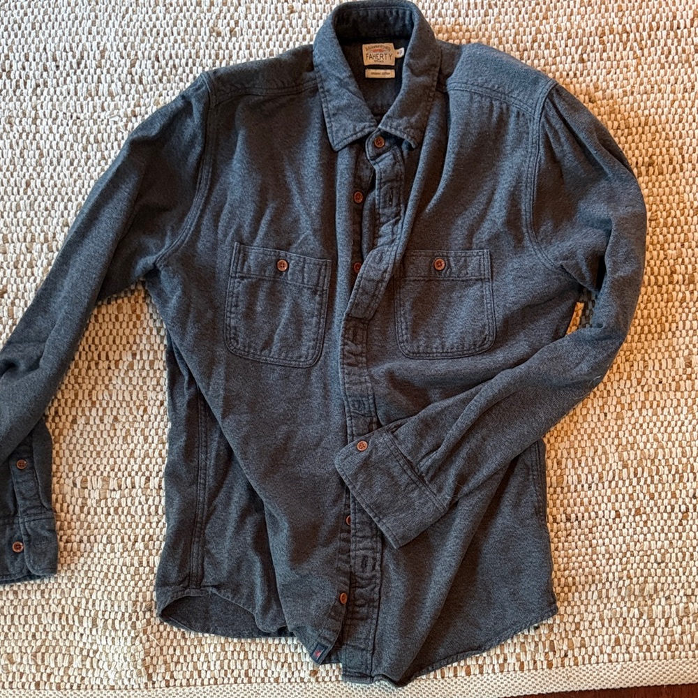 Faherty Dark Gray Button-Up Shirt